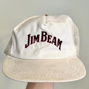 Vintage Jim Beam Strap Back Hat Derby Cap Trucker Style USA WORN Needs Cleaned